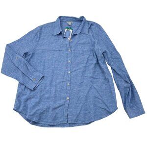 Orvis XL Light Blue Long Sleeve Linen Blend Button-Up Shirt‎ NWT